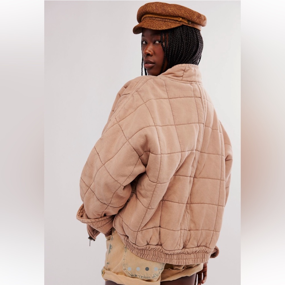 FREE PEOPLE DOLMAN QUILTED JACKET / LIGHT BROWN - TAN / XS